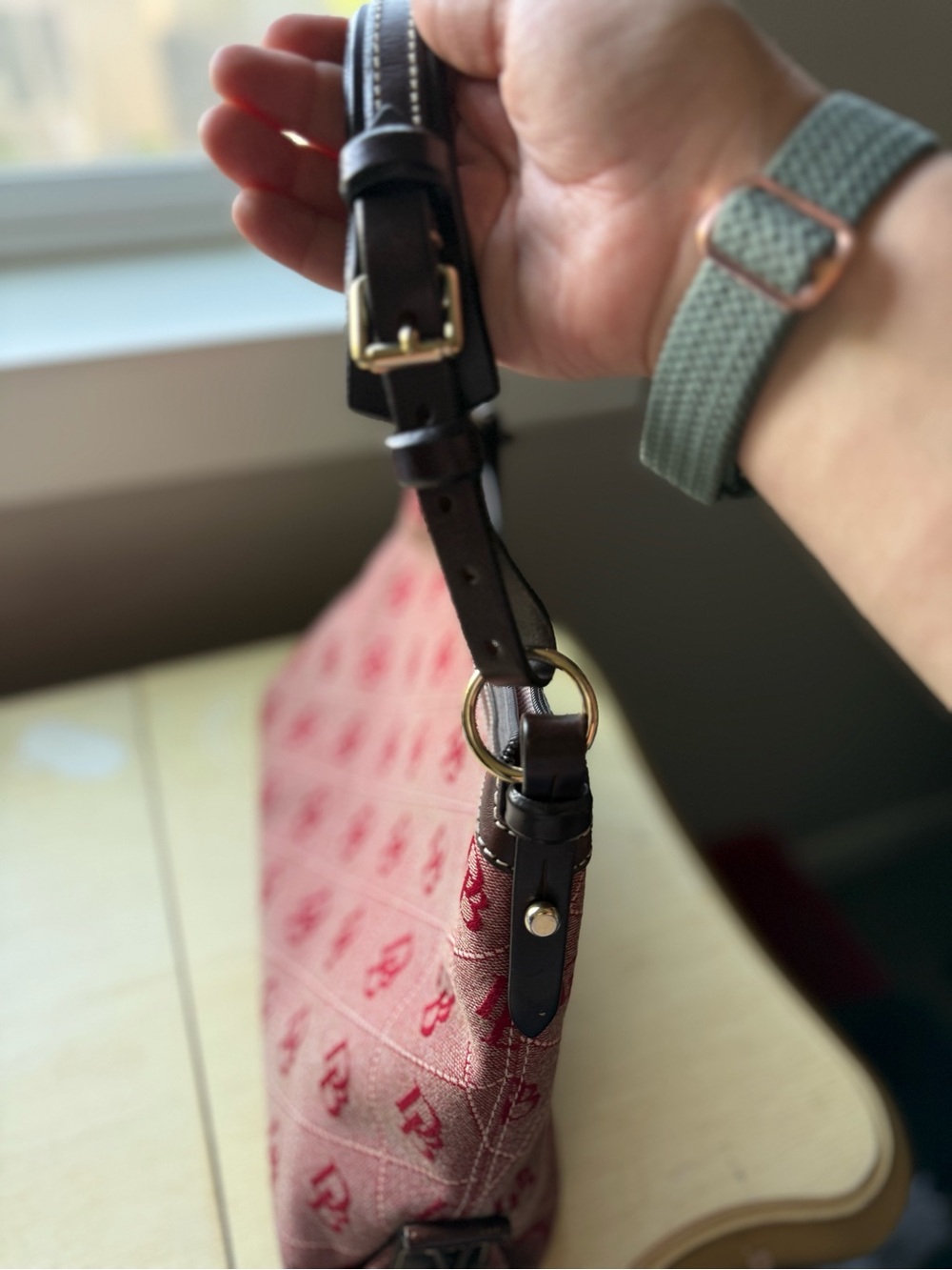 Dooney & Bourke Red and Black Logo Shoulder Bag - Picture 9 of 10